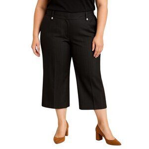 Studio 1940 Womens Black Pinstripe Cropped Pants Size 16